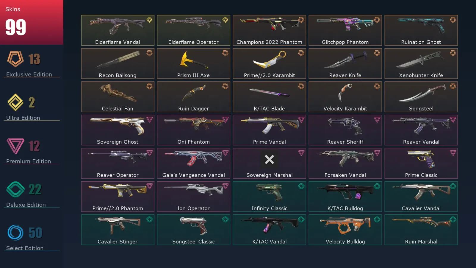 [Valorant] | EU | Level 202 | 28 Agents | 99 Skins — Valorant account