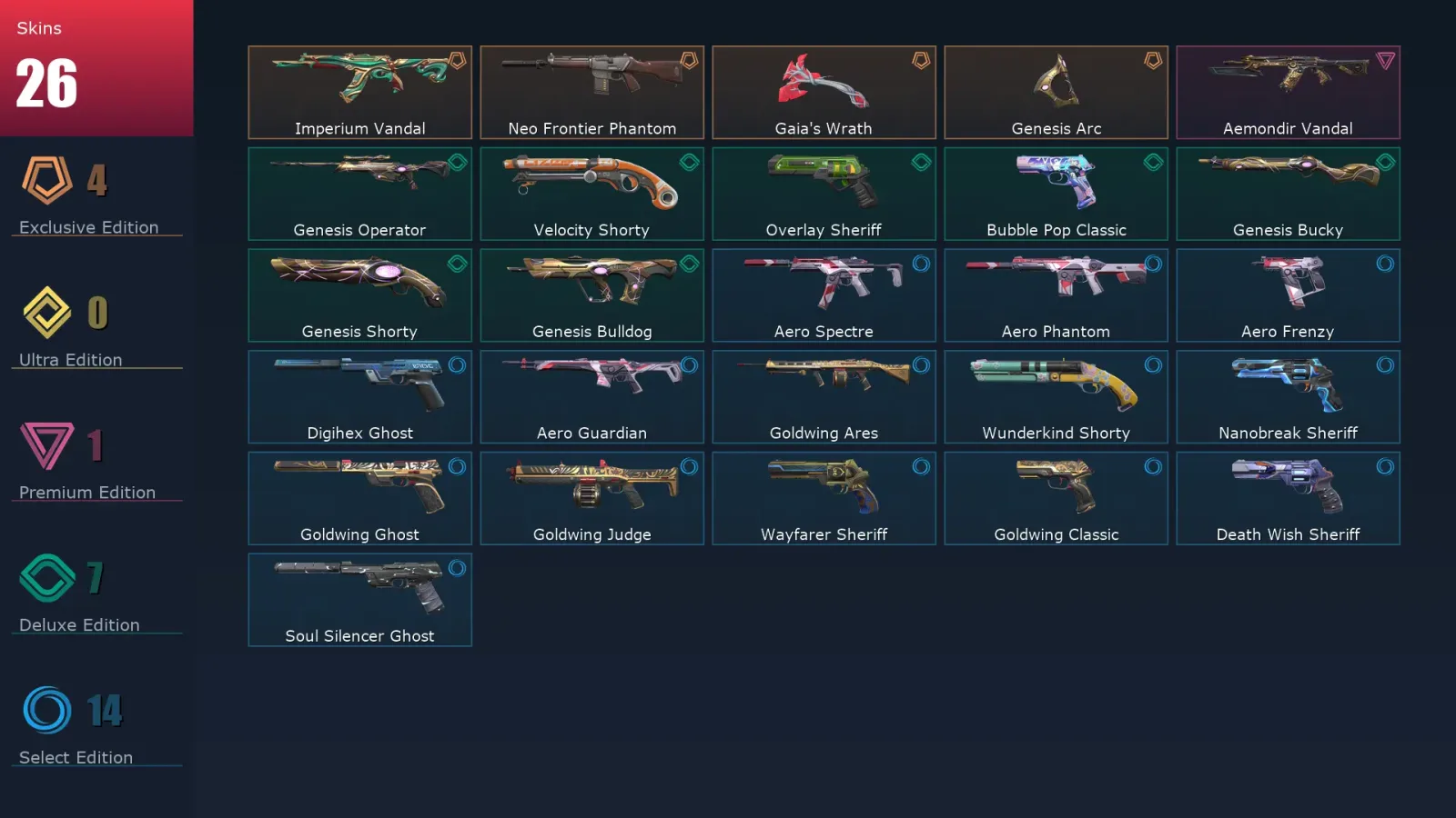 [Valorant] | EU | Level 1 | Immortal 3 | 29 Agents | 26 Skins
