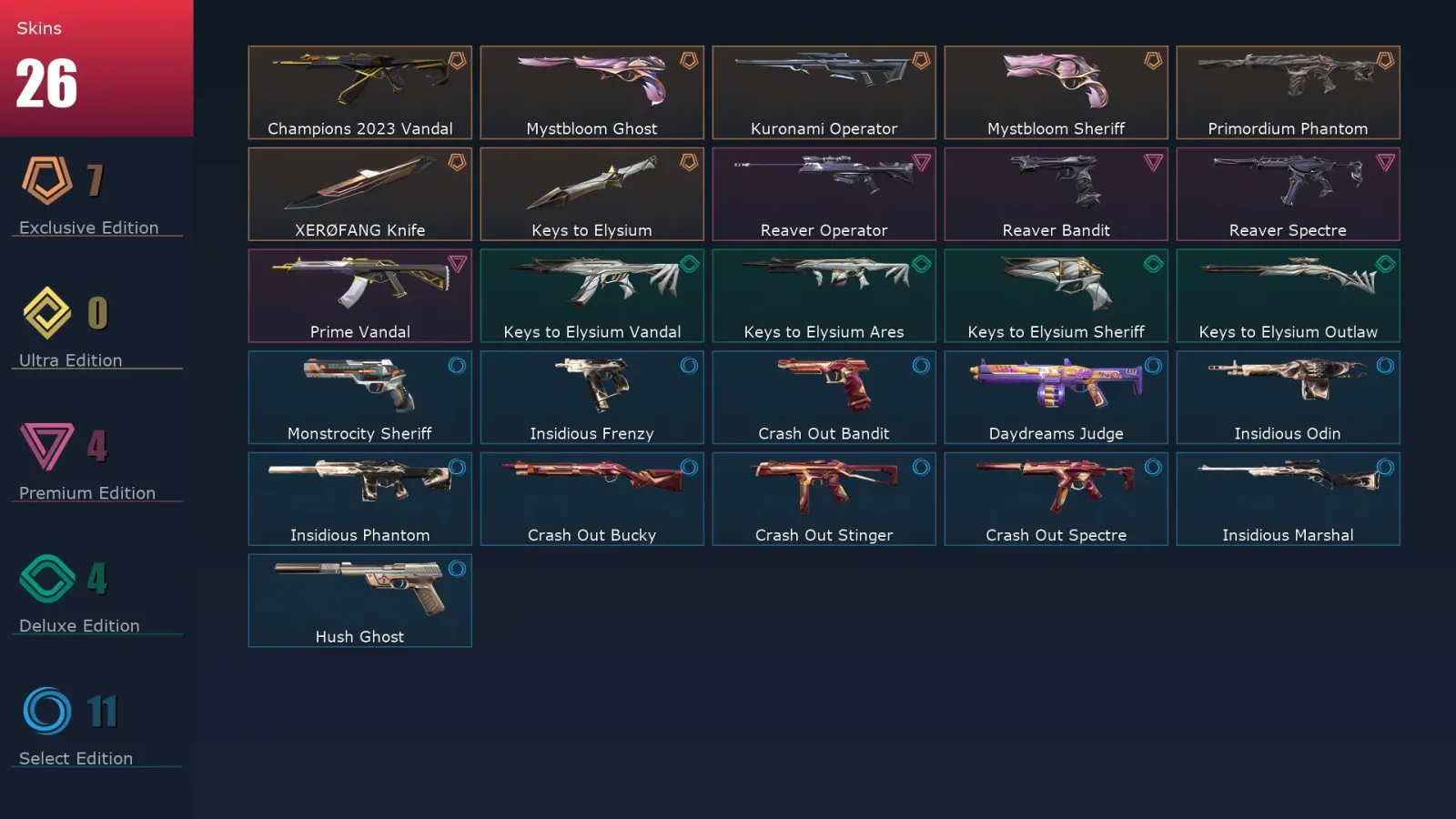 [Valorant] | EU | Level 113 | Ascendant 3 | 22 Agents | 26 Skins — Valorant account