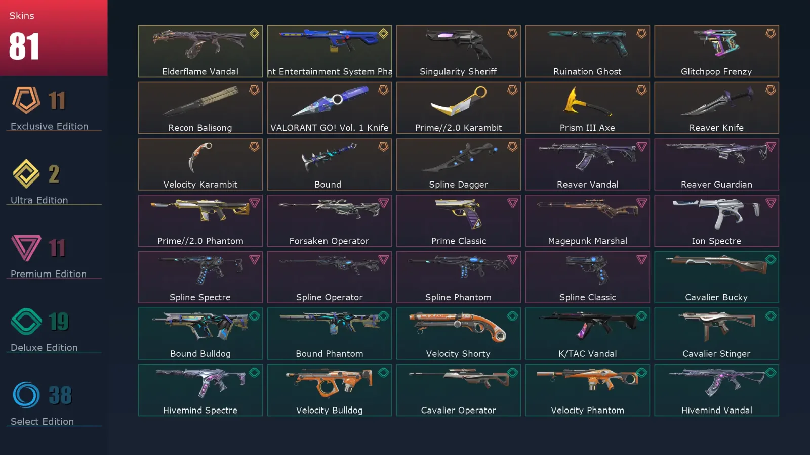 [Valorant] | EU | Level 107 | 24 Agents | 81 Skins — Valorant account