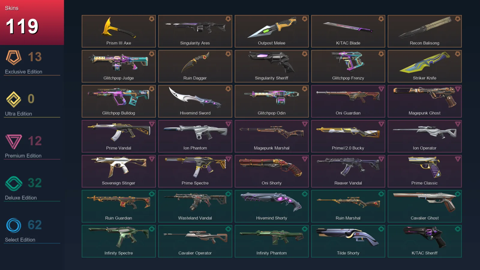AP | Lv240 | Unranked | 119 Skin | 24 Agent | 129 Buddy — Valorant account