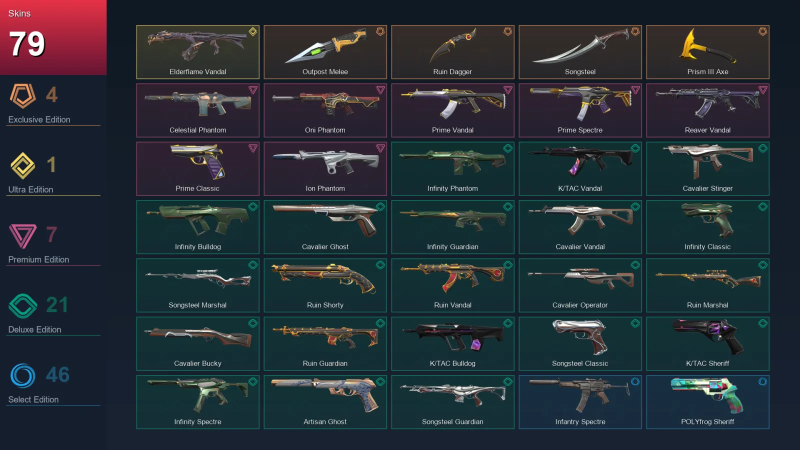 LA | Lv179 | Unranked | 79 Skin | 17 Agent | 72 Buddy — Valorant account