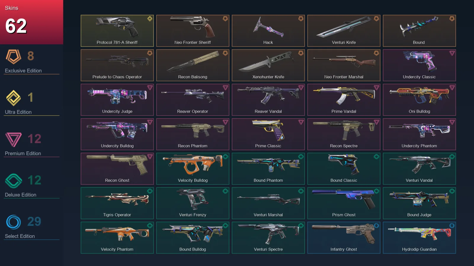 AP | Lv141 | Unranked | 62 Skin | 24 Agent | 71 Buddy