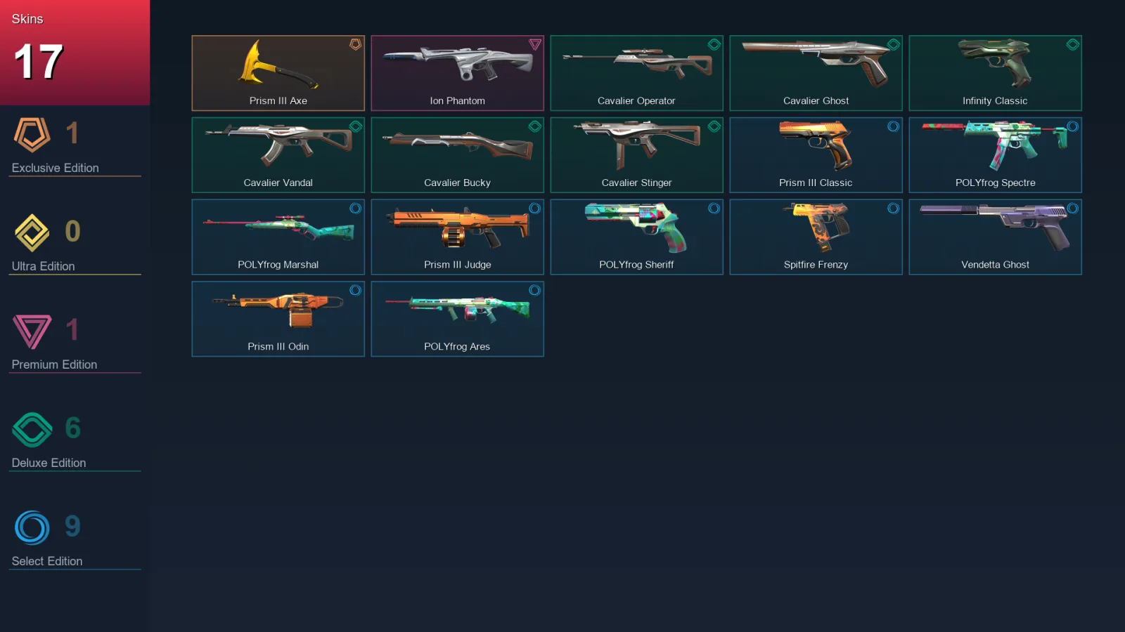 EU | Lv60 | Unranked | 17 Skin | 15 Agent | 33 Buddy