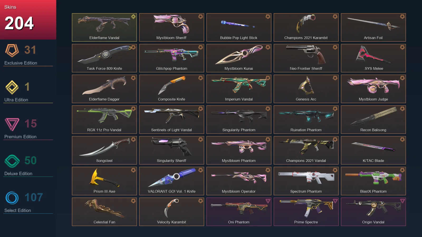 EU | Lv185 | Unranked | 204 Skin | 25 Agent | 165 Buddy — Songsteel Marshal