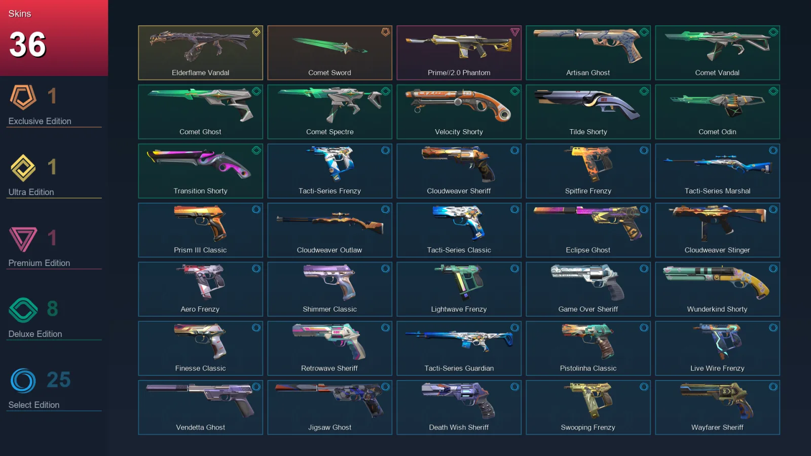 NA | Lv301 | Unranked | 36 Skin | 28 Agent | 109 Buddy — Valorant account