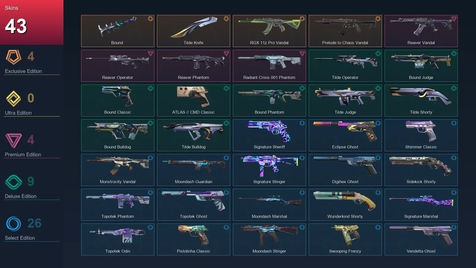 EU | Lv202 | Unranked | 43 Skin | 26 Agent | 91 Buddy — Valorant account