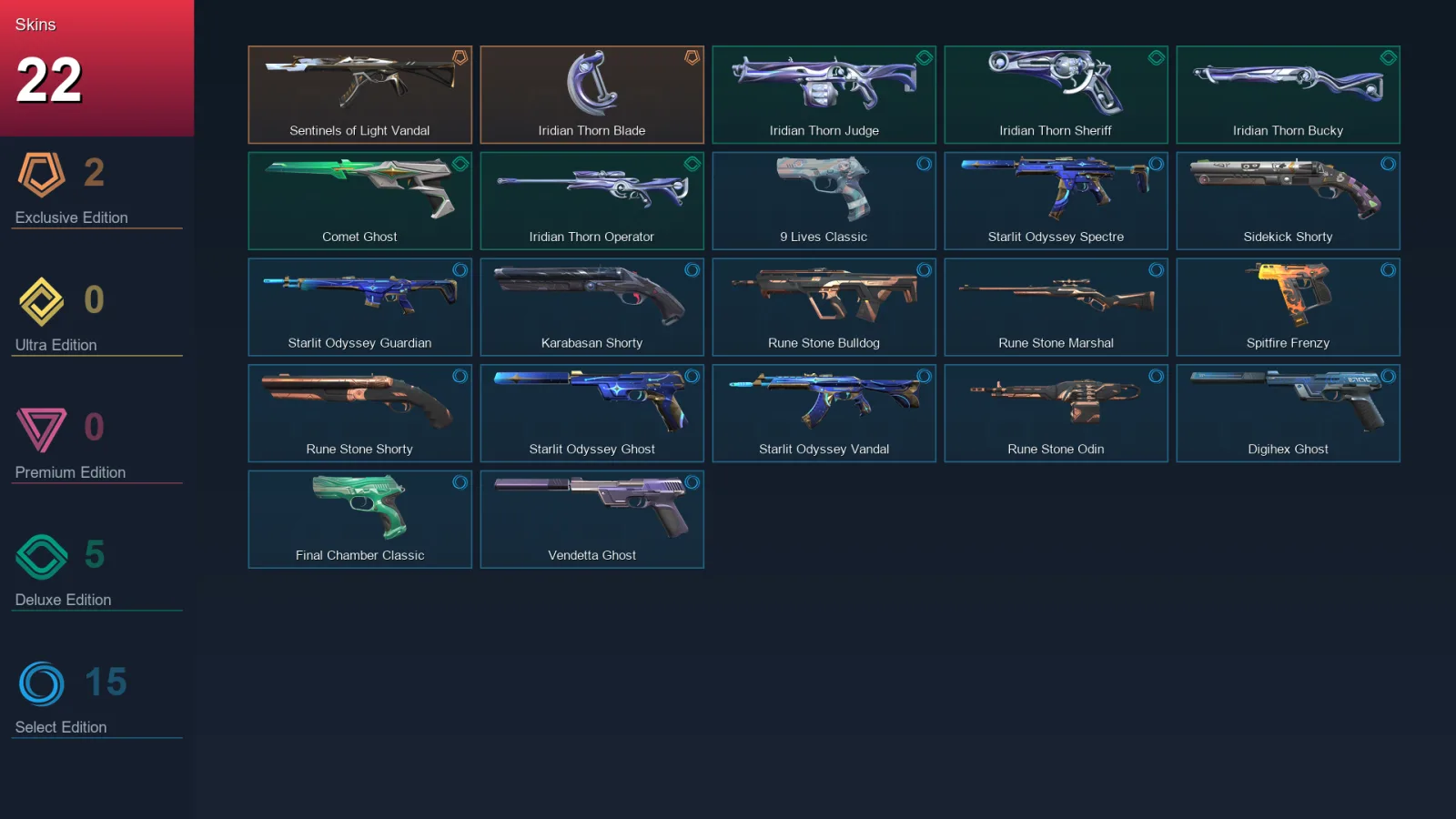 AP | Lv224 | Unranked | 22 Skin | 24 Agent | 79 Buddy — Valorant account