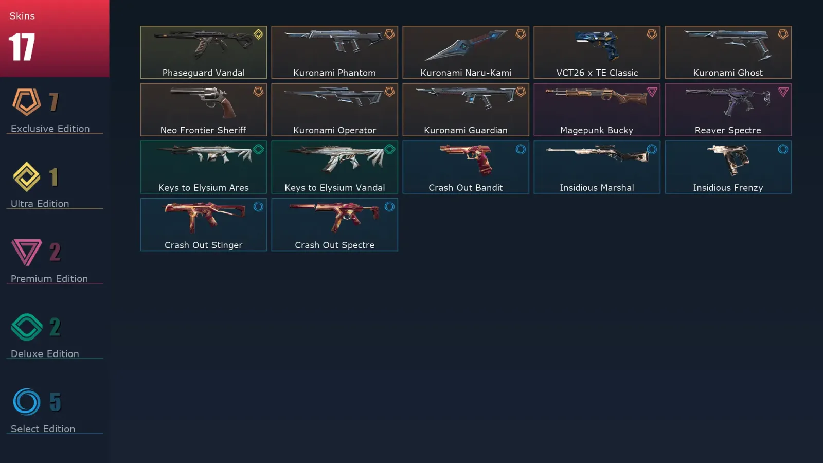 [Valorant] | EU | Level 21 | Silver 3 | 8 Agents | 17 Skins