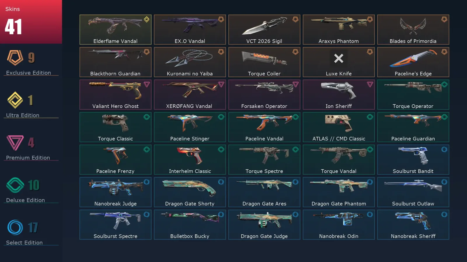 [Valorant] | EU | Level 140 | 29 Agents | 41 Skins