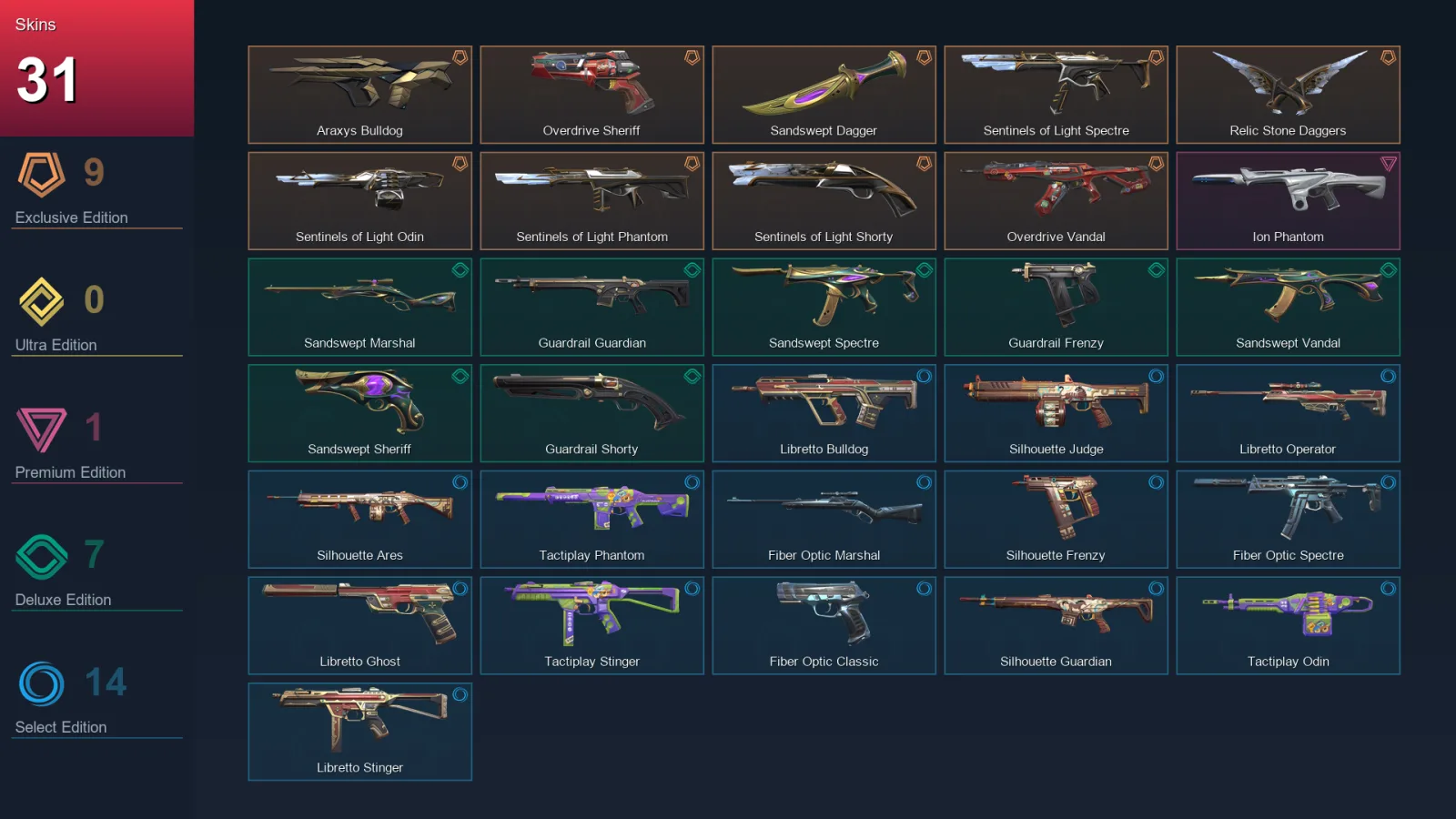 AP | Lv87 | Unranked | 31 Skin | 27 Agent | 40 Buddy — Ion Phantom