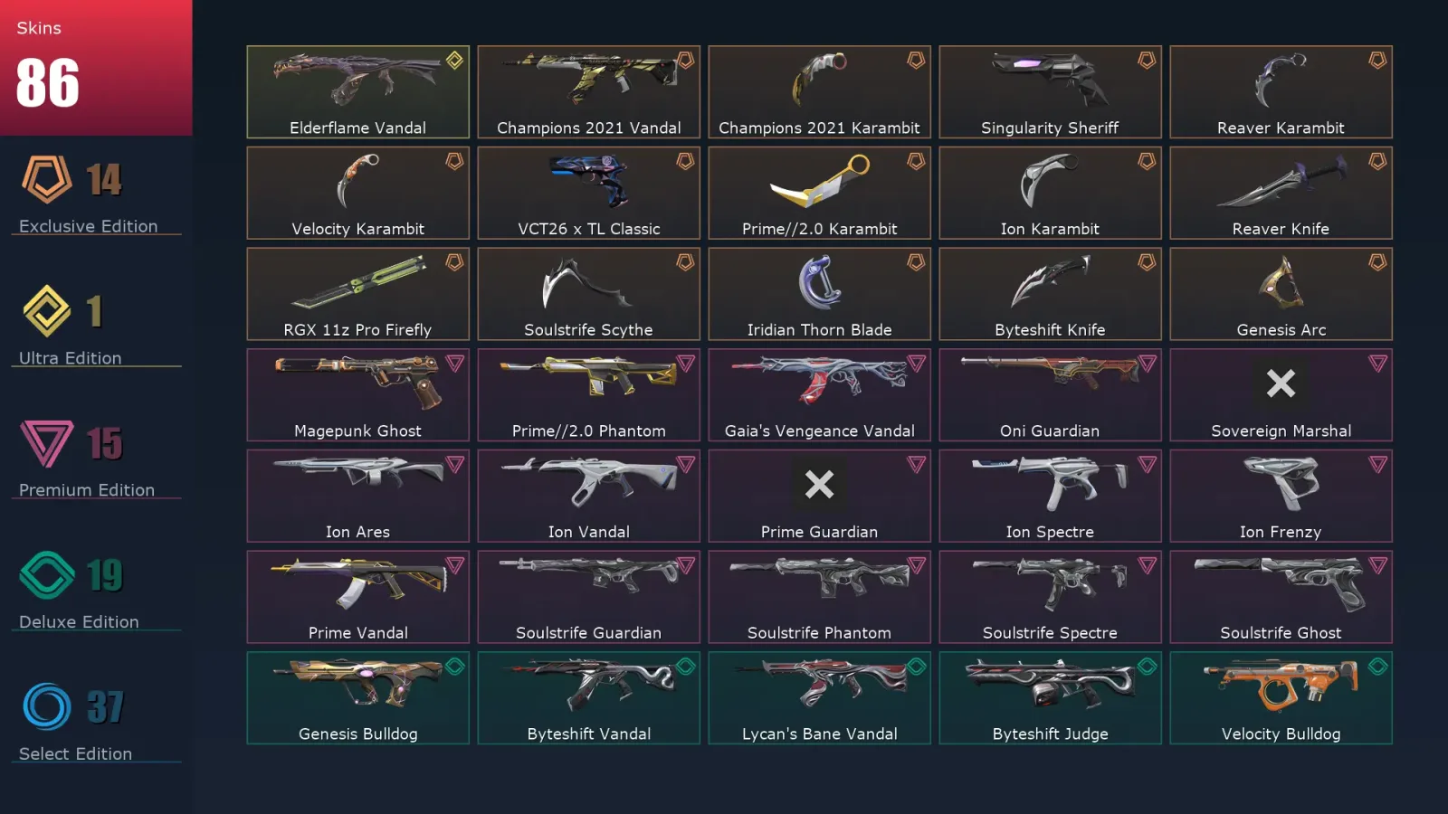 [Valorant] | EU | Level 91 | Platinum 1 | 28 Agents | 86 Skins — Valorant account