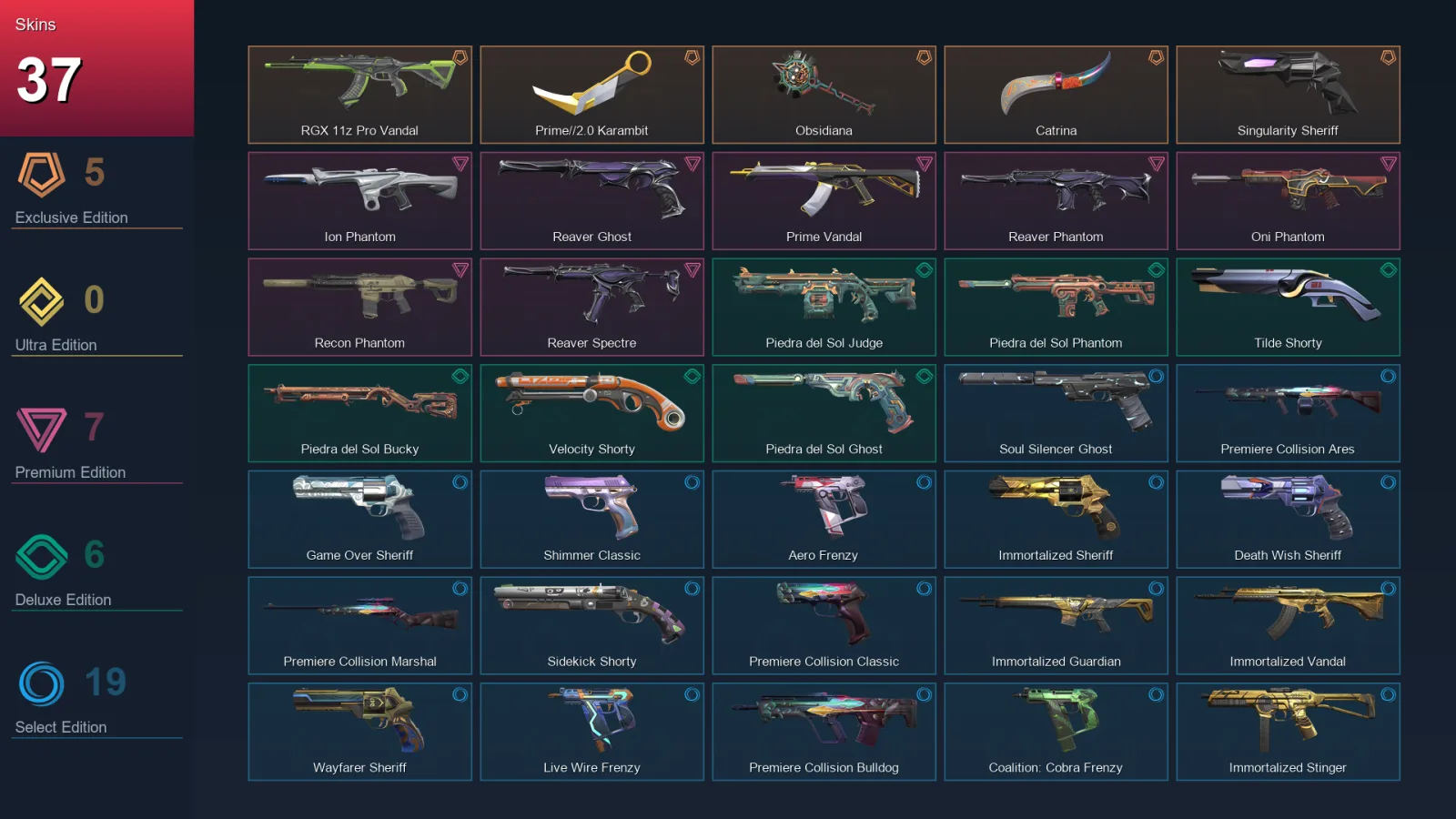 AP | Lv181 | Unranked | 37 Skin | 23 Agent | 71 Buddy