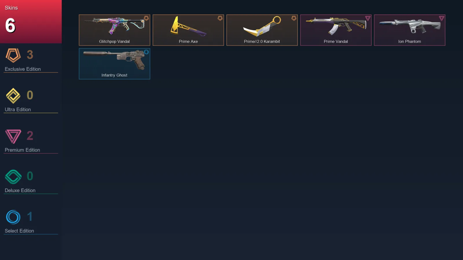 NA | Glitchpop Vandal | Prime Axe | Prime//2.0 Karambit | Prime Vandal | 6 Skin | 8 Agent | 8 Buddy | Lv12
