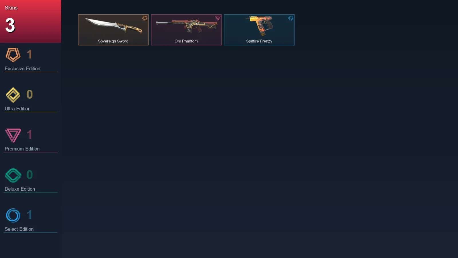 EU | Sovereign Sword | Oni Phantom | Spitfire Frenzy | 3 Skin | 10 Agent | 18 Buddy | Lv30
