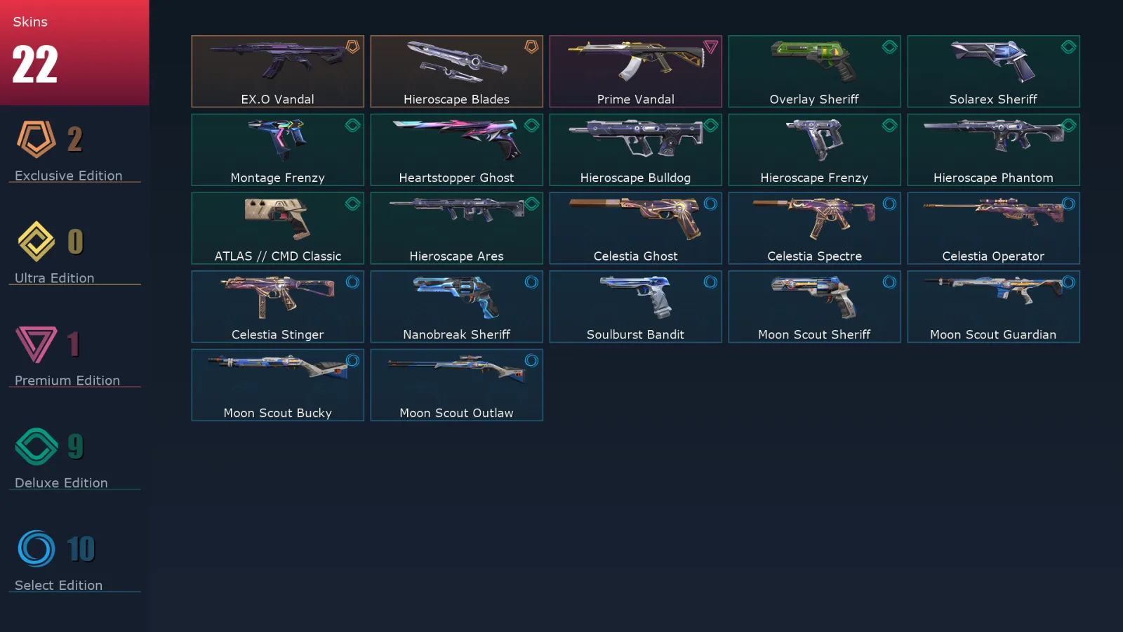 [Valorant] | EU | Level 145 | 29 Agents | 22 Skins