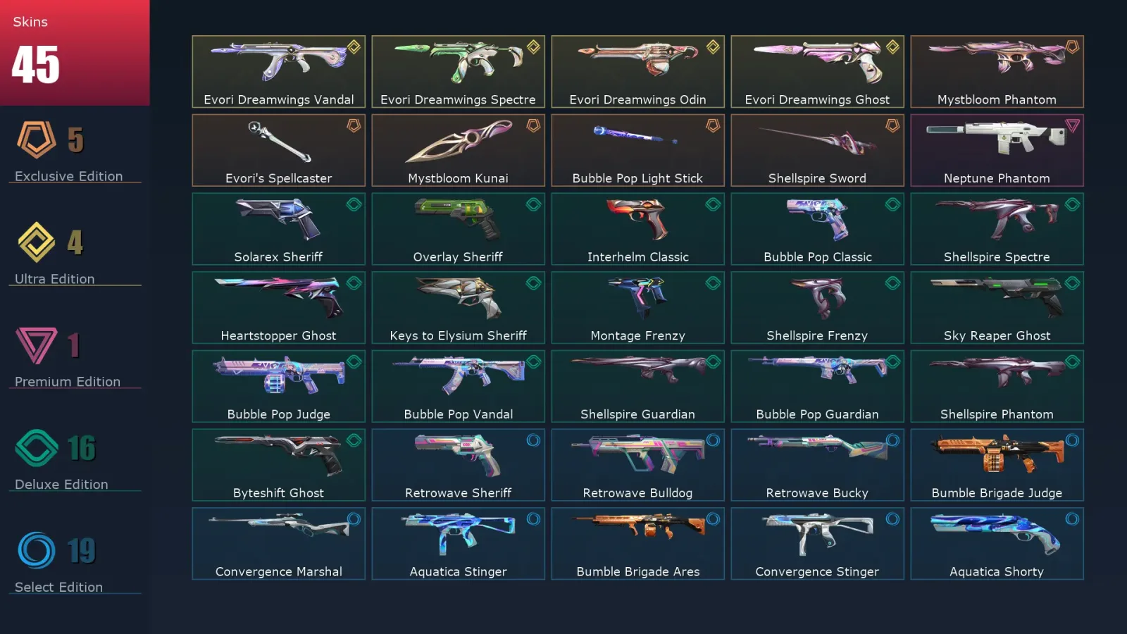 [Valorant] | EU | Level 278 | Diamond 1 | 26 Agents | 45 Skins