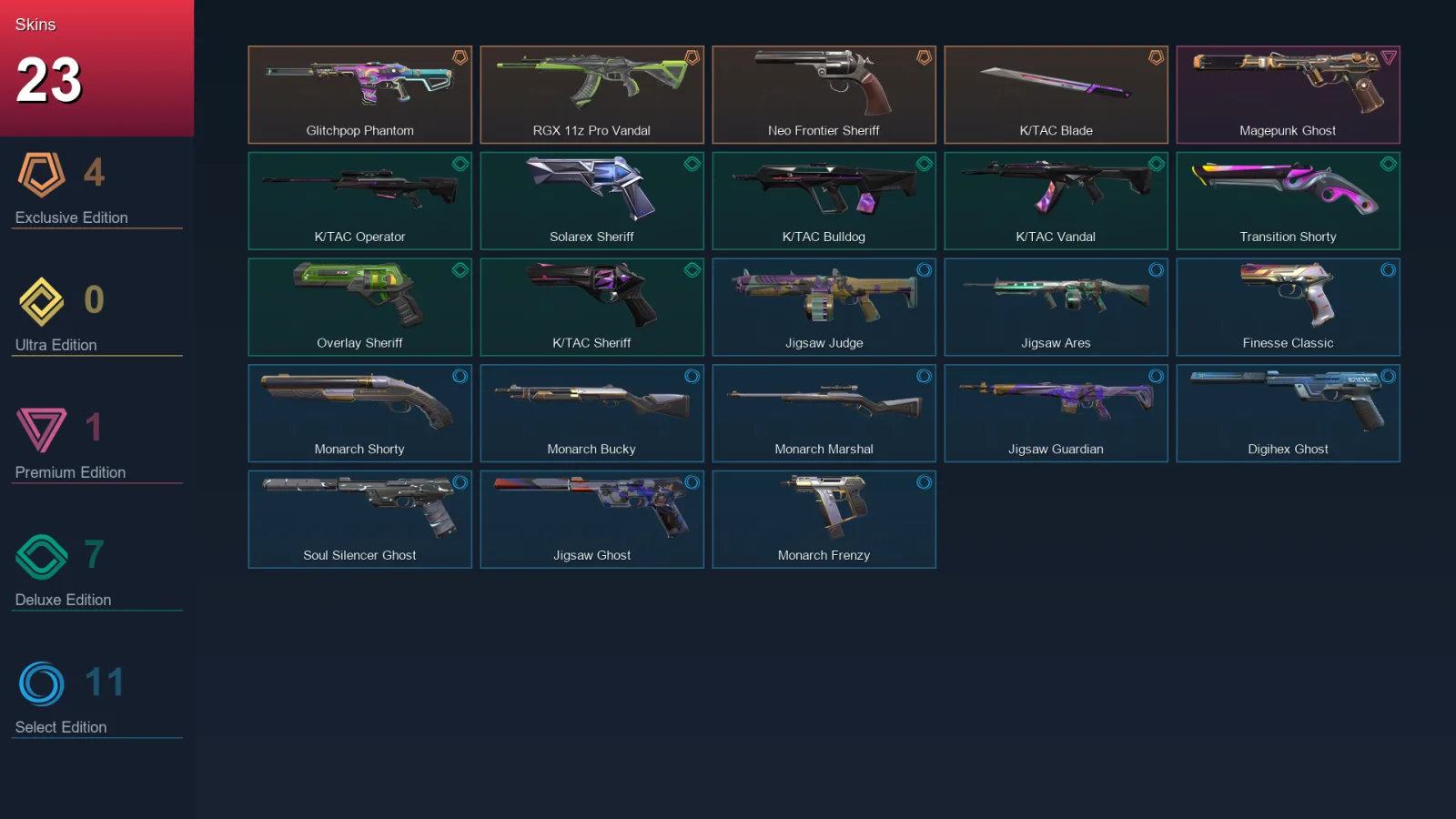 AP | Lv166 | Unranked | 23 Skin | 25 Agent | 71 Buddy &mdash; Valorant account with Shorty skin