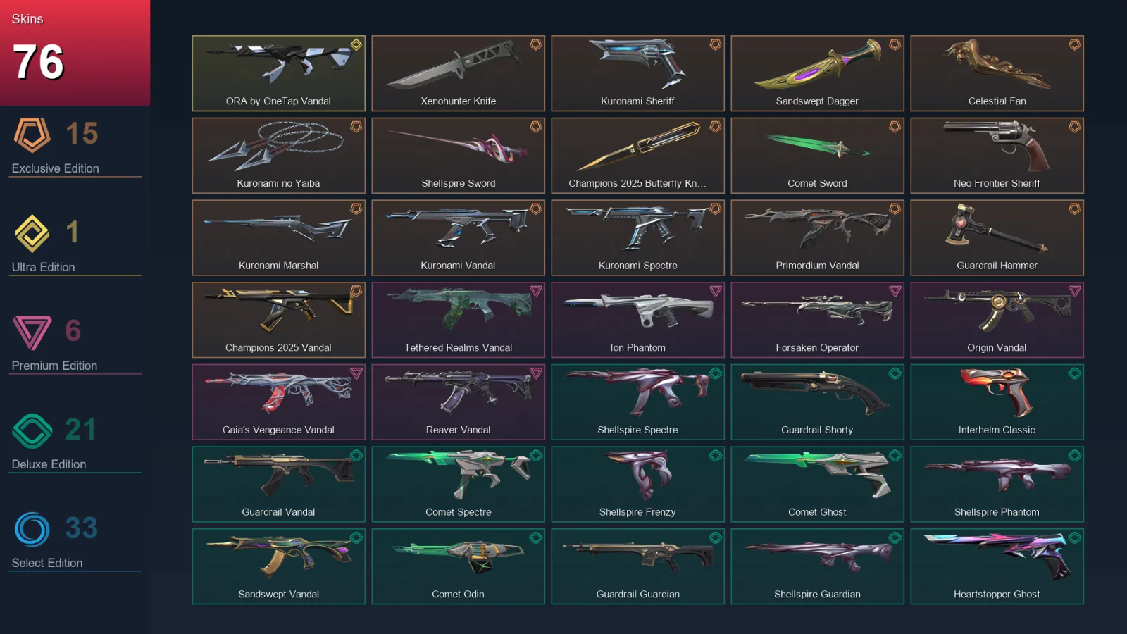 BR | Lv178 | Unranked | 76 Skin | 28 Agent | 85 Buddy — Valorant account
