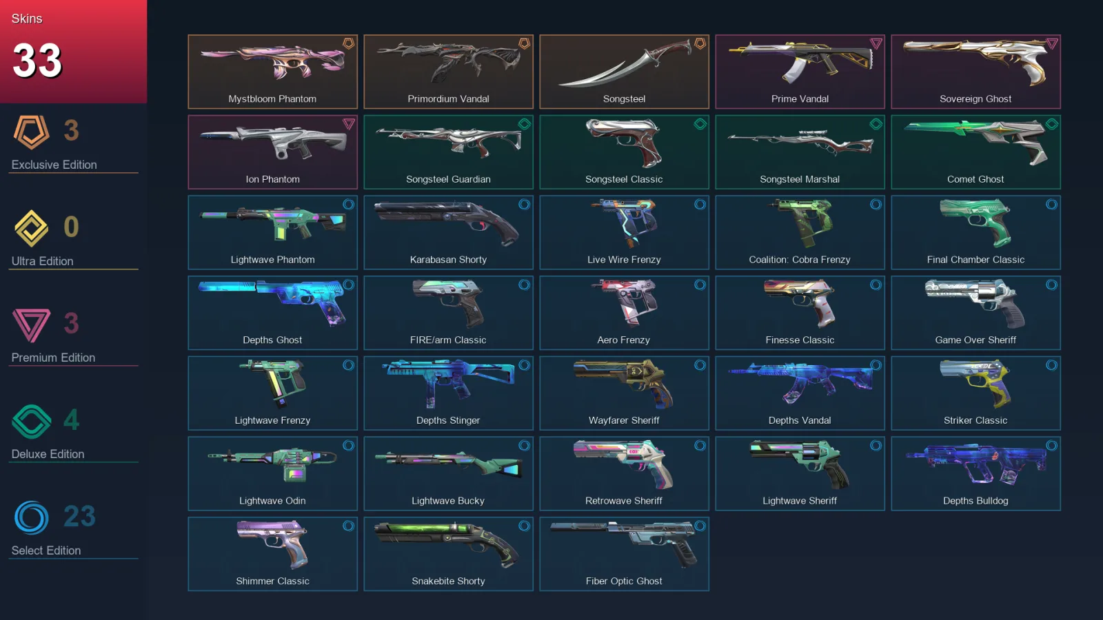 AP | Lv225 | Unranked | 33 Skin | 28 Agent | 98 Buddy