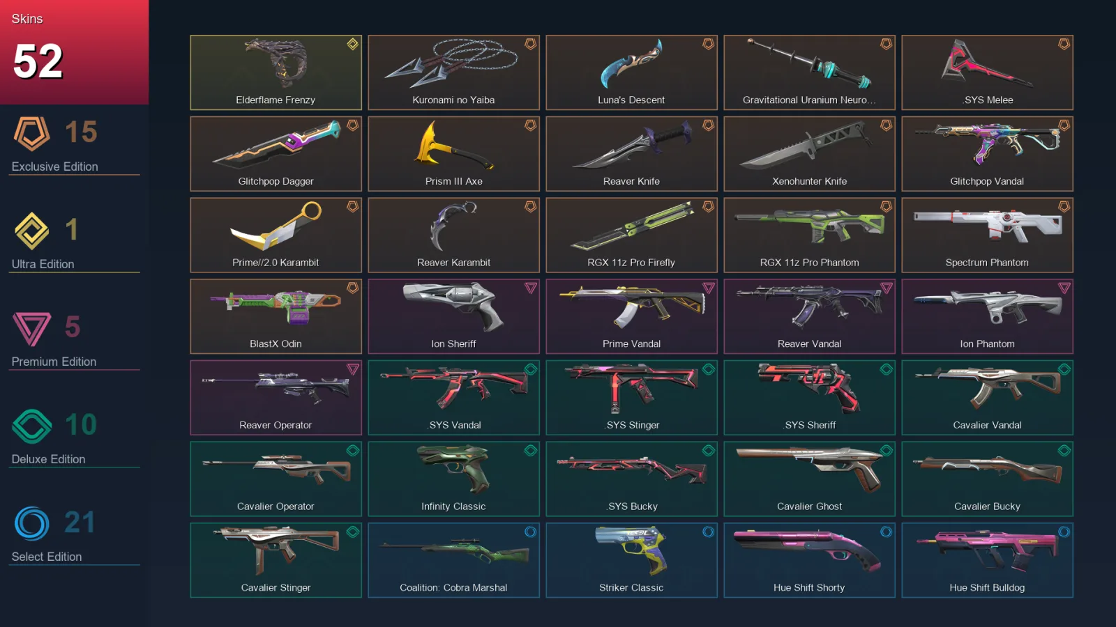 NA | Lv165 | Unranked | 52 Skin | 26 Agent | 73 Buddy — Valorant account