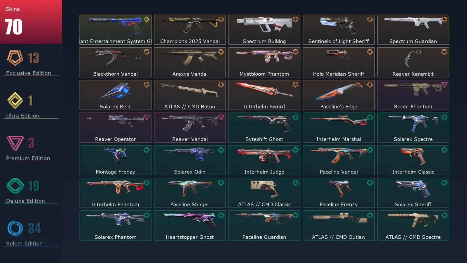 [Valorant] | EU | Level 187 | Ascendant 3 | 29 Agents | 70 Skins — Valorant account
