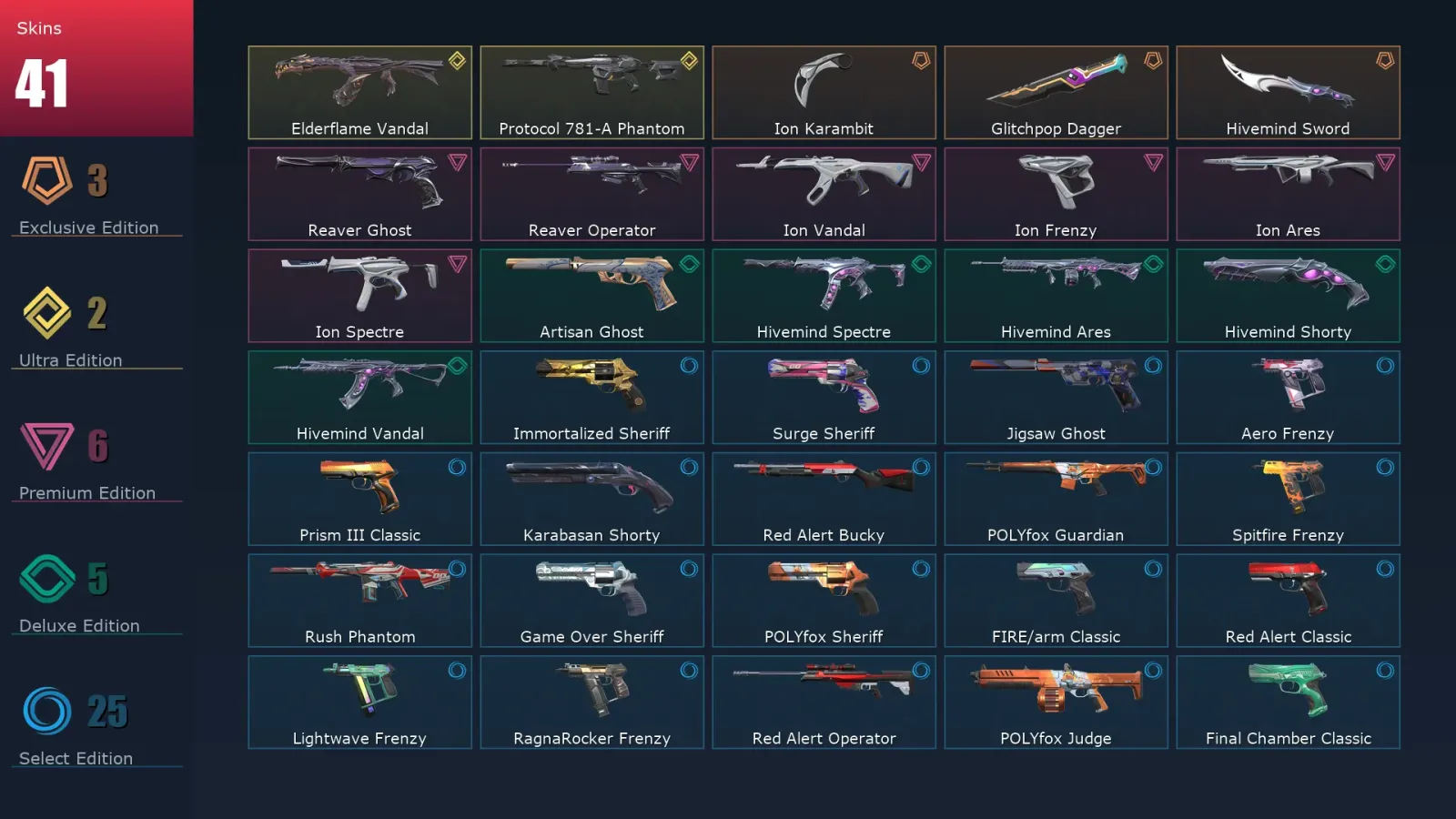 [Valorant] | EU | Level 183 | 21 Agents | 41 Skins — Valorant account