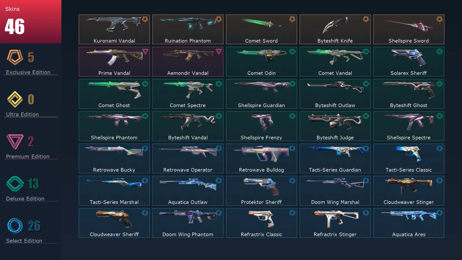 [Valorant] | EU | Level 149 | Bronze 2 | 29 Agents | 46 Skins