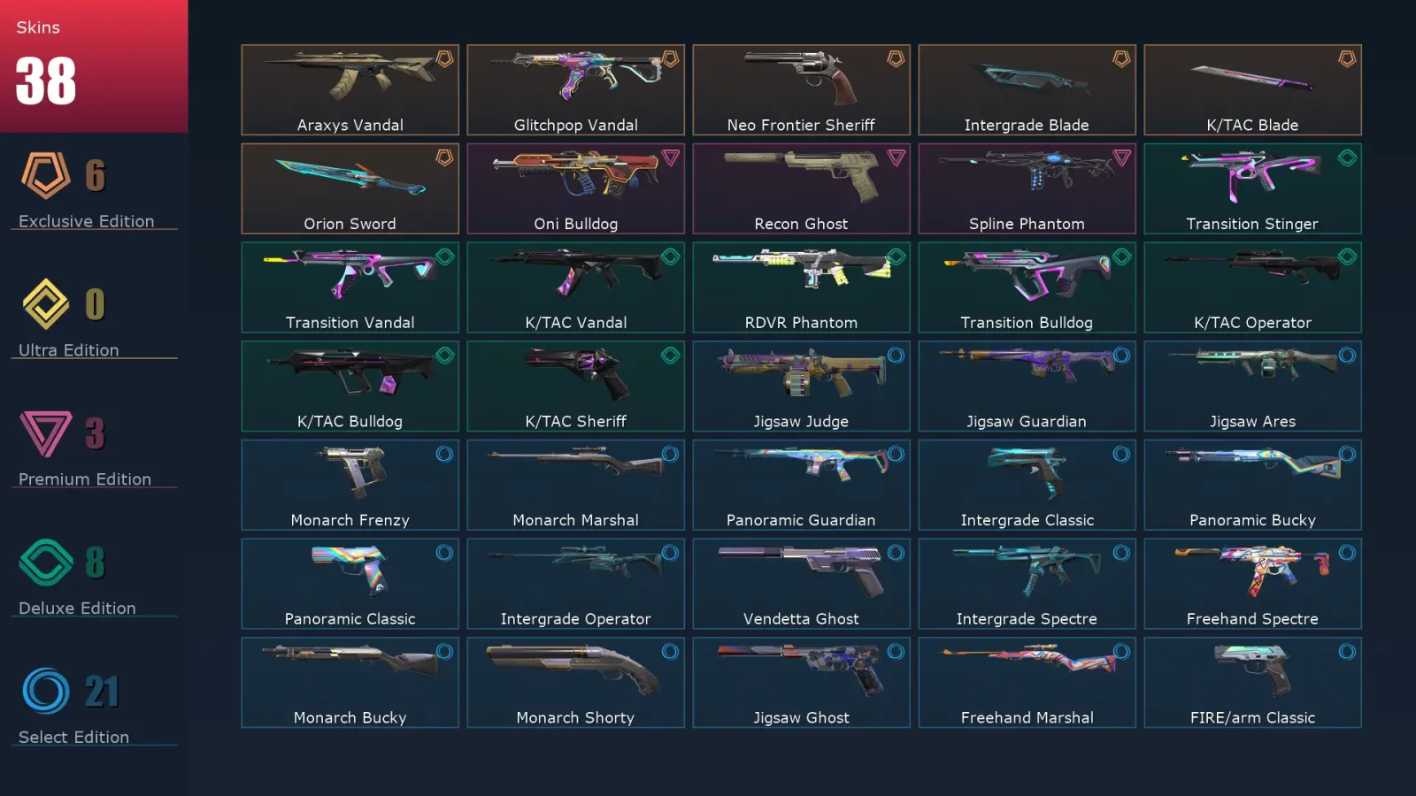 [Valorant] | EU | Level 71 | 16 Agents | 38 Skins — Valorant account