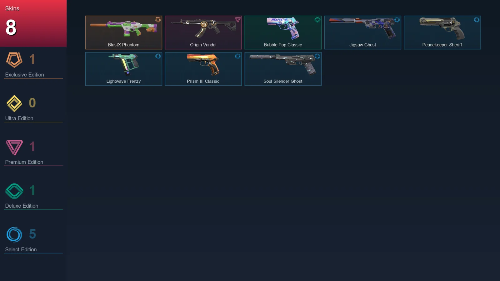 EU | Lv115 | Unranked | 8 Skin | 24 Agent | 45 Buddy