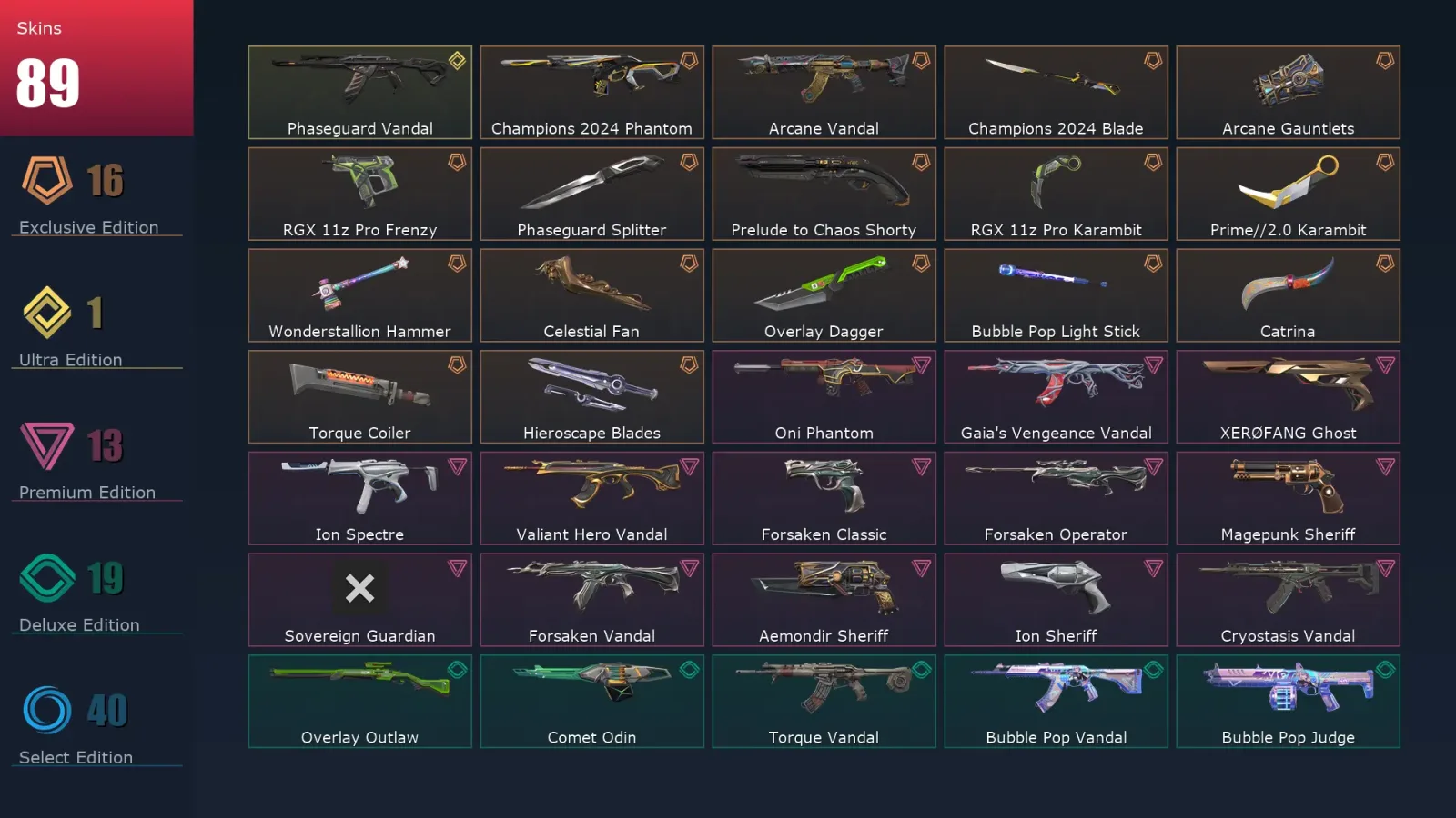 [Valorant] | EU | Level 149 | 29 Agents | 89 Skins