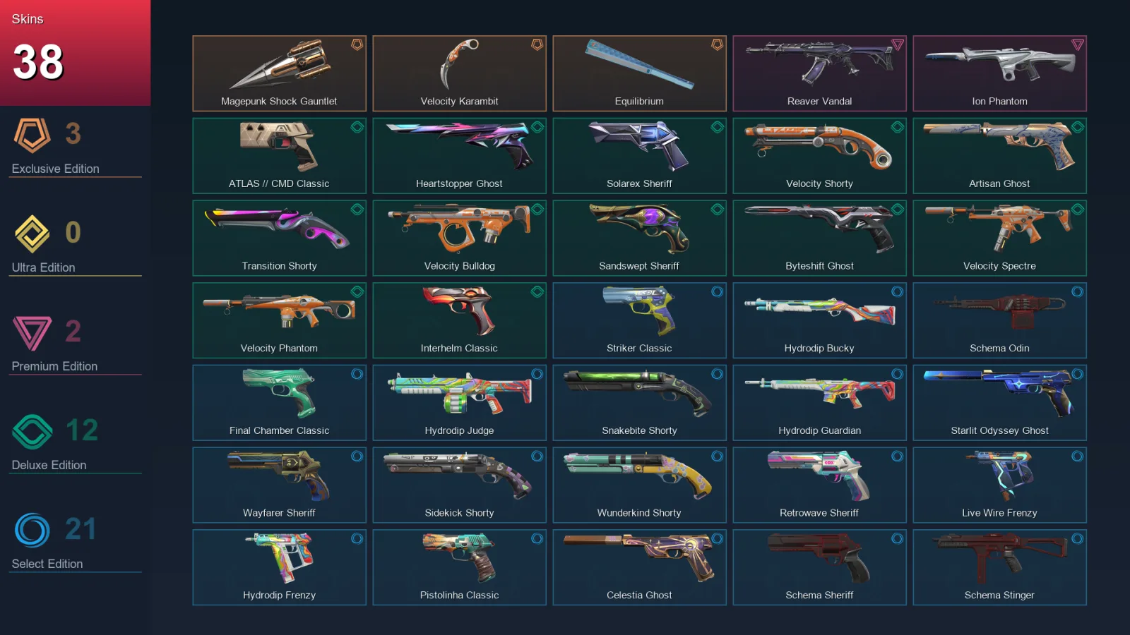 AP | Lv299 | Unranked | 38 Skin | 28 Agent | 121 Buddy