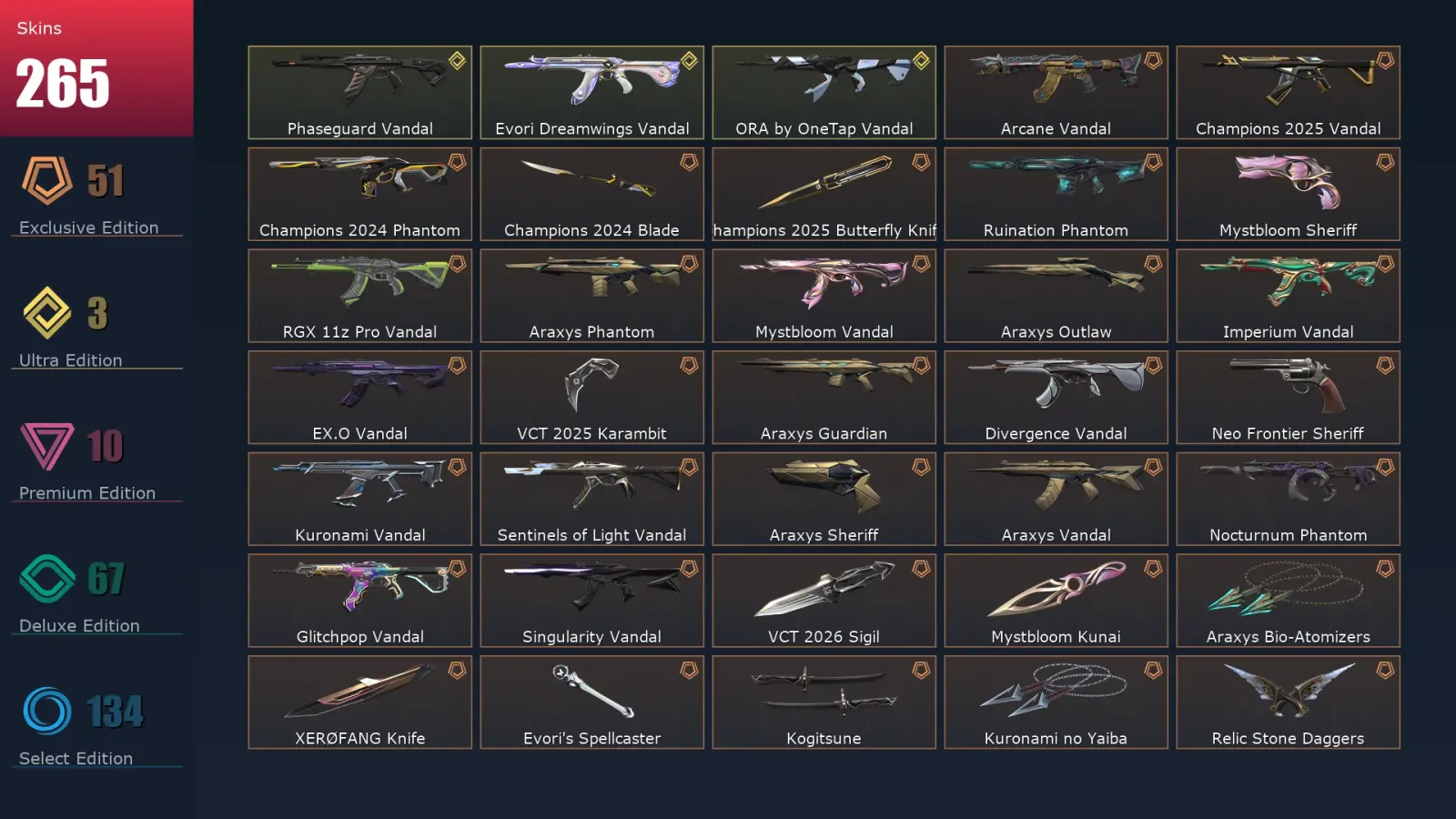 [Valorant] | EU | Level 500 | 26 Agents | 265 Skins — Doom Wing Odin