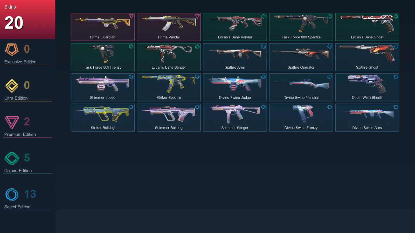 EU | Lv45 | Unranked | 20 Skin | 14 Agent | 26 Buddy