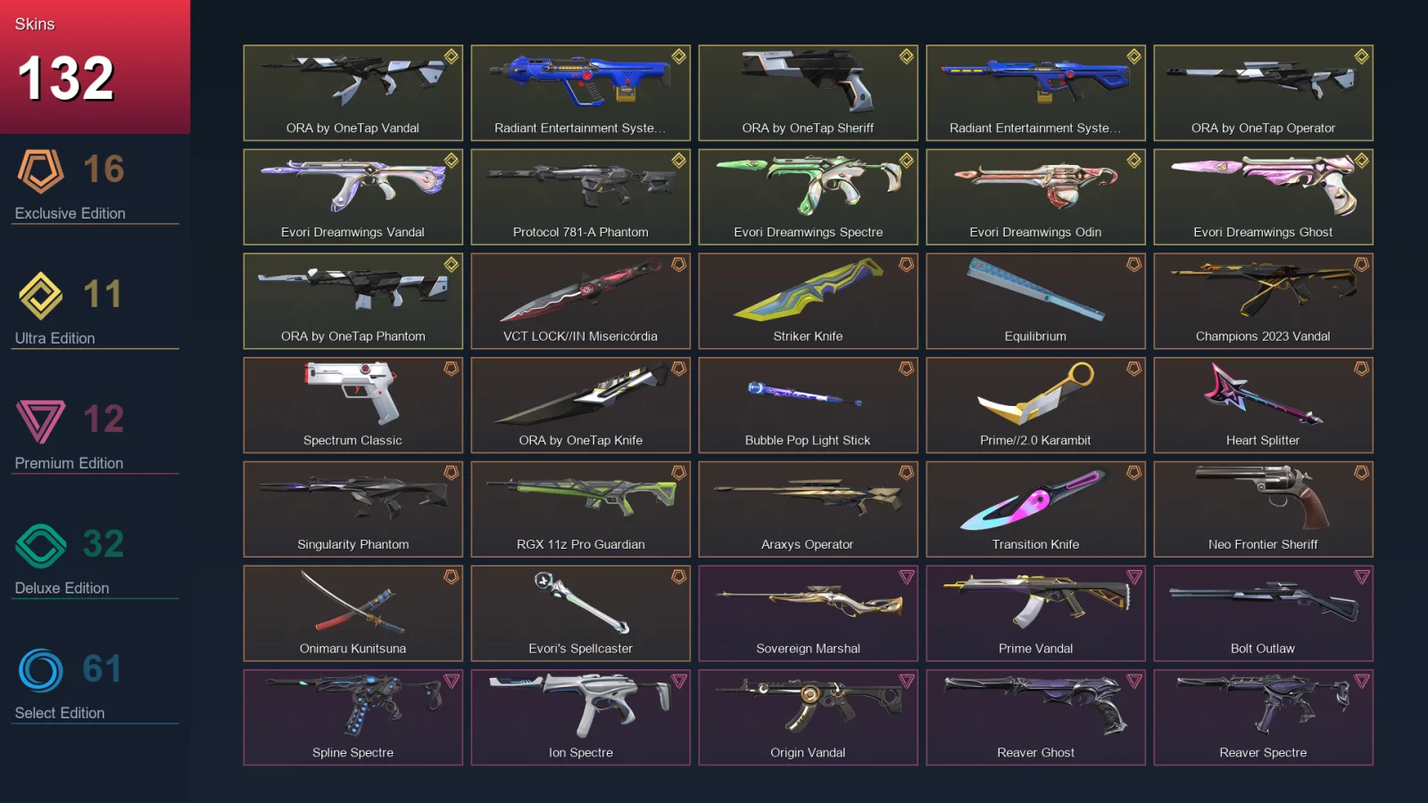 NA | Lv126 | Unranked | 132 Skin | 29 Agent | 105 Buddy
