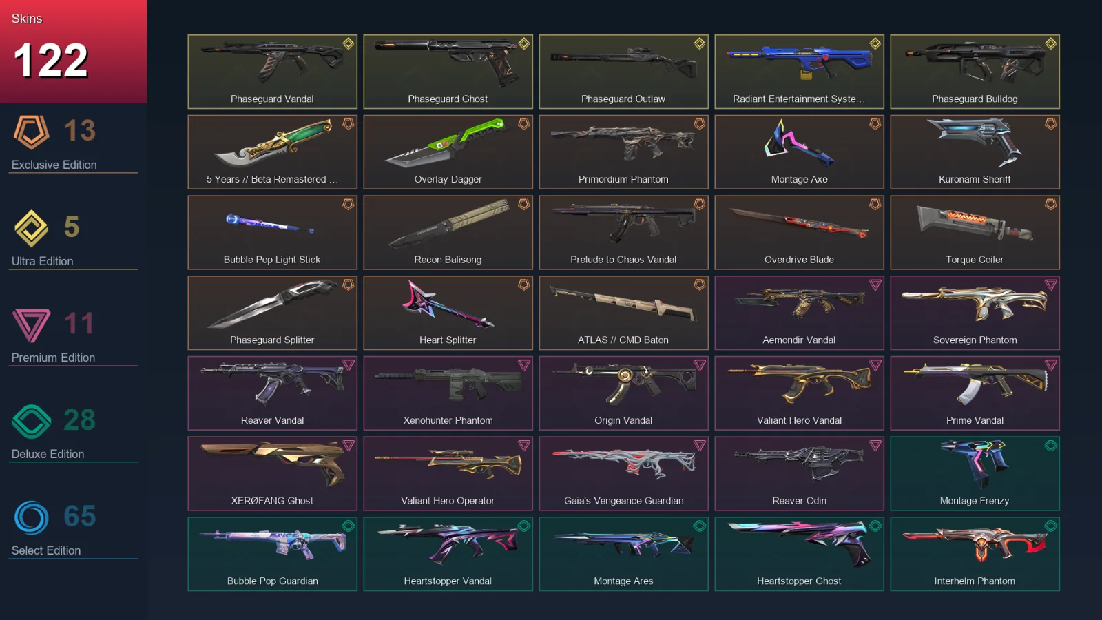 AP | Lv259 | Unranked | 122 Skin | 28 Agent | 120 Buddy