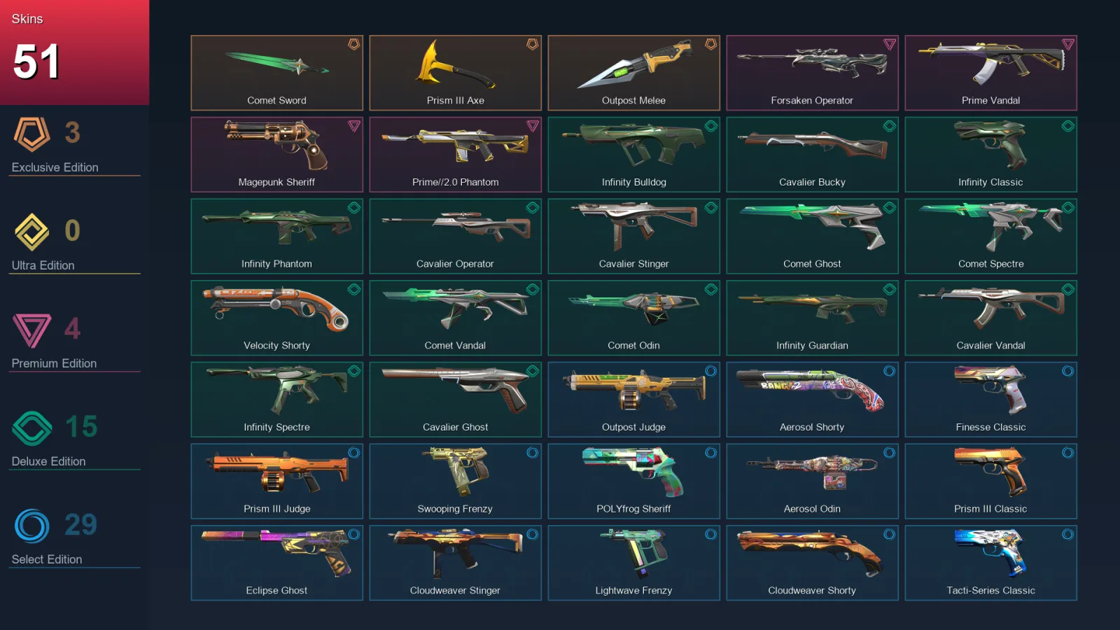 EU | Lv152 | Unranked | 51 Skin | 27 Agent | 69 Buddy — Valorant account