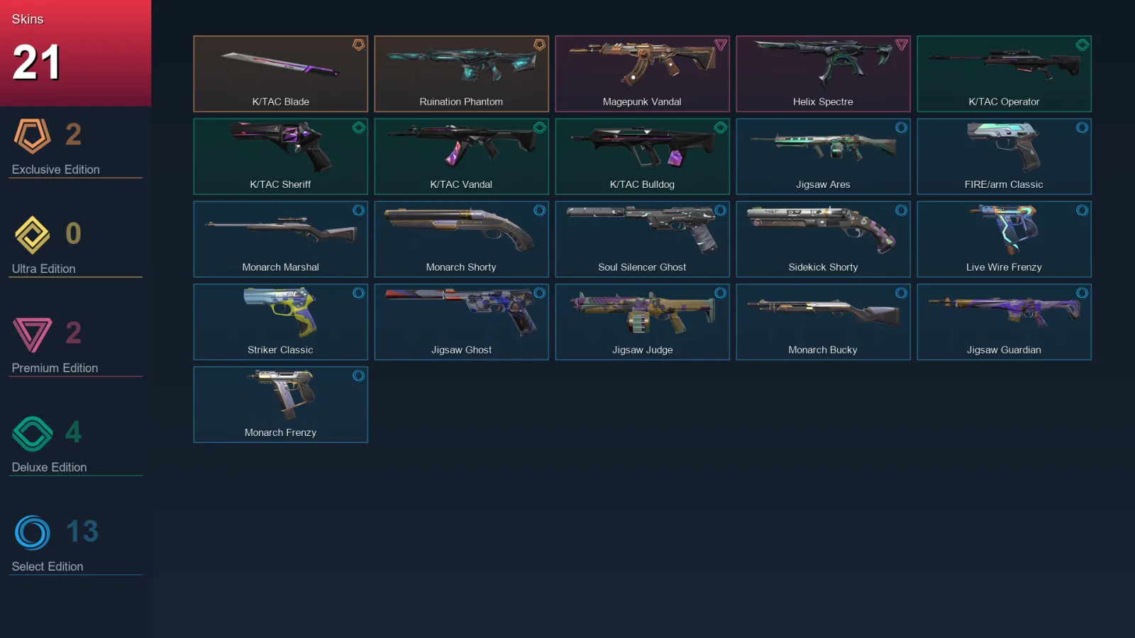 AP | Lv171 | Unranked | 21 Skin | 27 Agent | 68 Buddy