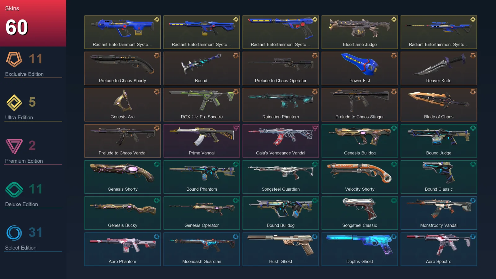 EU | Lv155 | Unranked | 60 Skin | 22 Agent | 87 Buddy