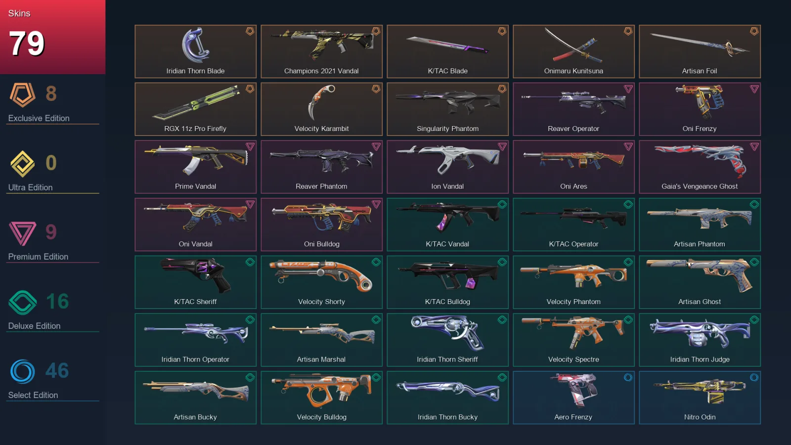 AP | Lv207 | Unranked | 79 Skin | 22 Agent | 94 Buddy — Valorant account