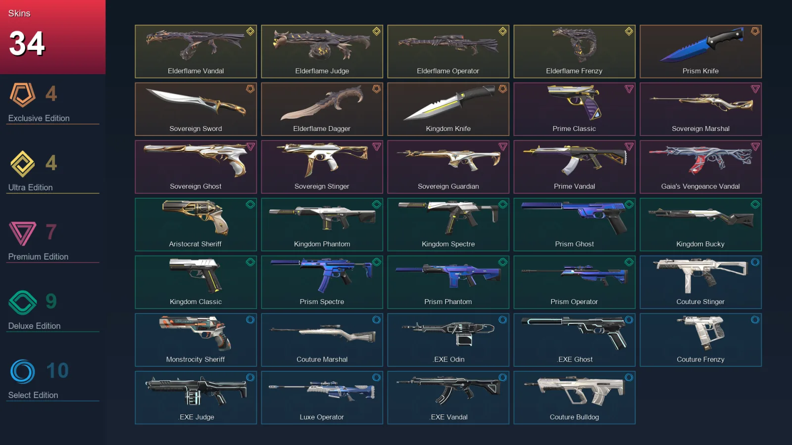 NA | Lv73 | Unranked | 34 Skin | 24 Agent | 57 Buddy