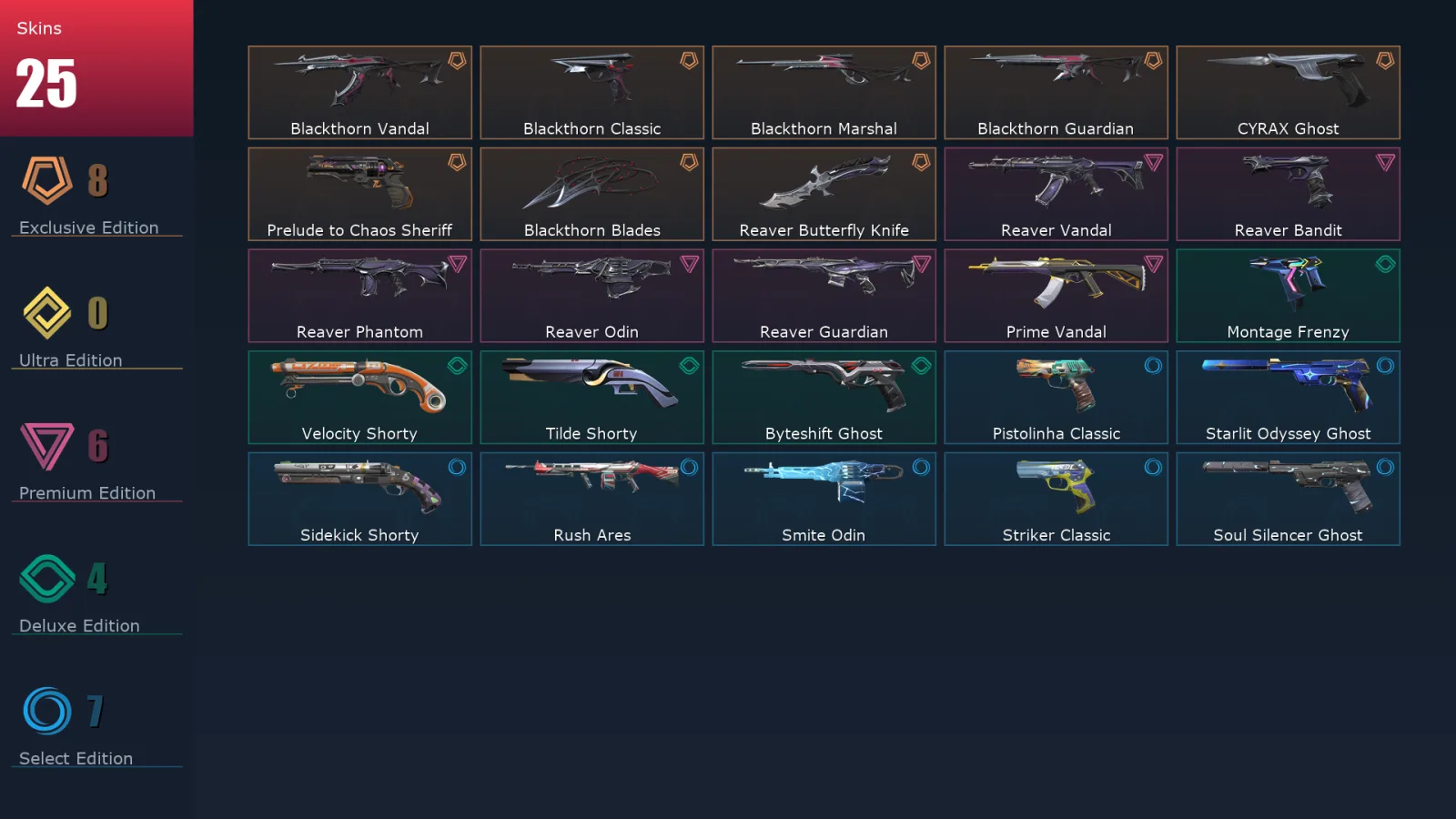 [Valorant] | EU | Level 207 | Diamond 2 | 29 Agents | 25 Skins