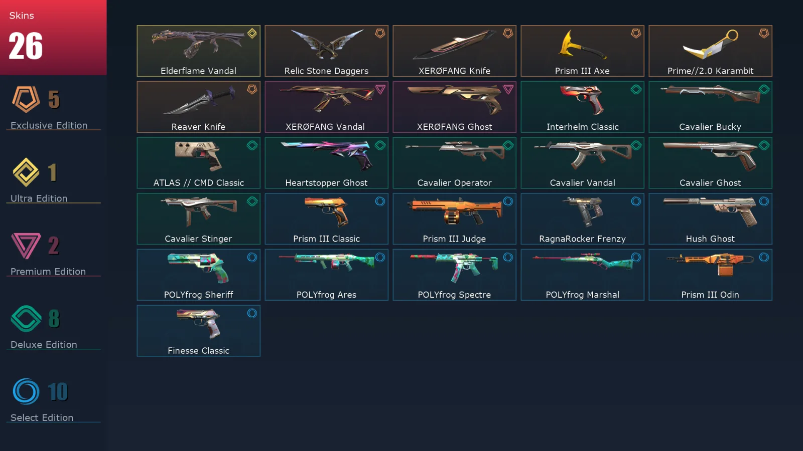 [Valorant] | EU | Level 202 | Ascendant 2 | 29 Agents | 26 Skins