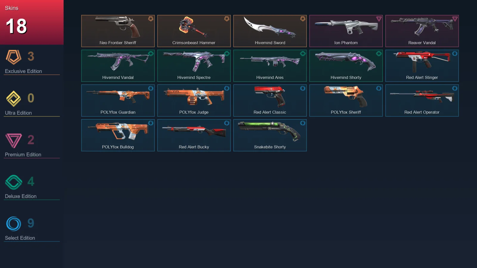 EU | Lv44 | Unranked | 18 Skin | 15 Agent | 27 Buddy