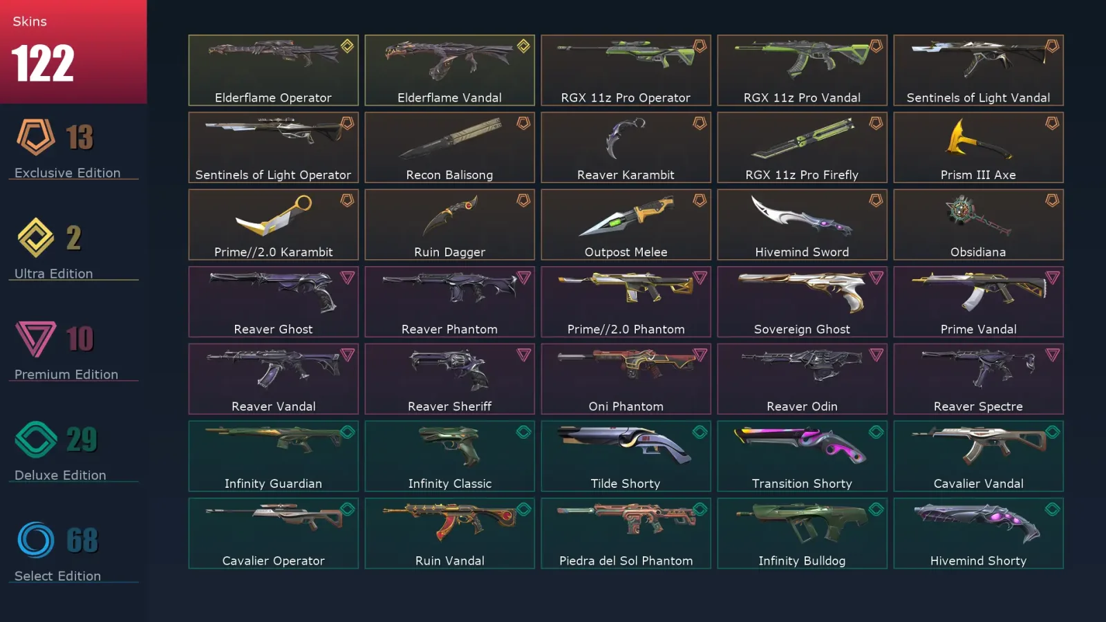 [Valorant] | EU | Level 386 | Platinum 1 | 29 Agents | 122 Skins — Valorant account