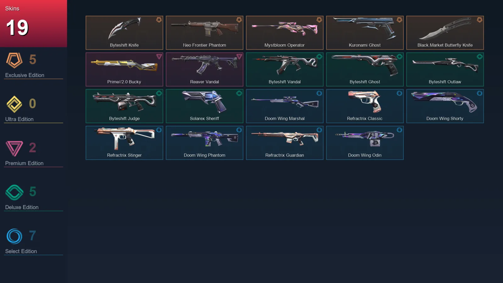 EU | Lv87 | Unranked | 19 Skin | 27 Agent | 47 Buddy