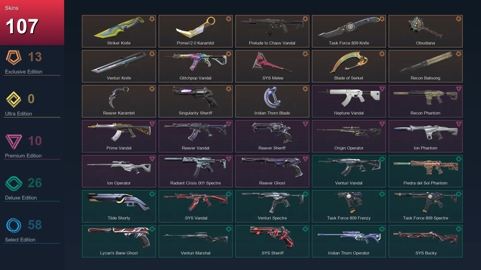 EU | Lv230 | Unranked | 107 Skin | 26 Agent | 116 Buddy — Valorant account