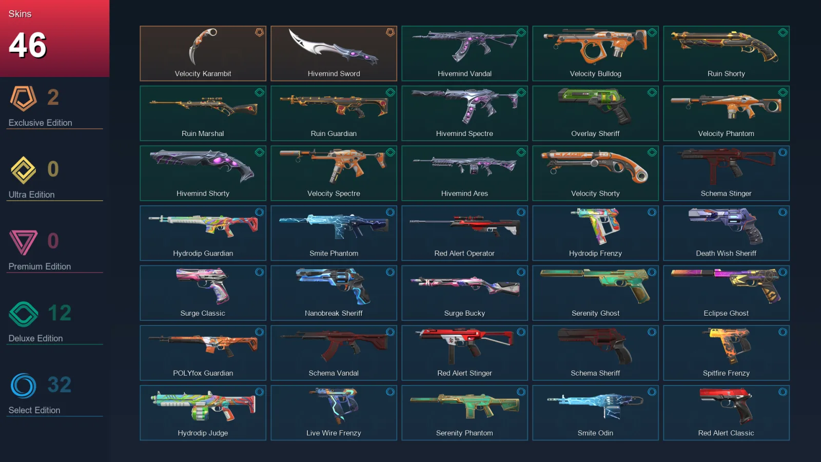 AP | Lv173 | Unranked | 46 Skin | 27 Agent | 91 Buddy