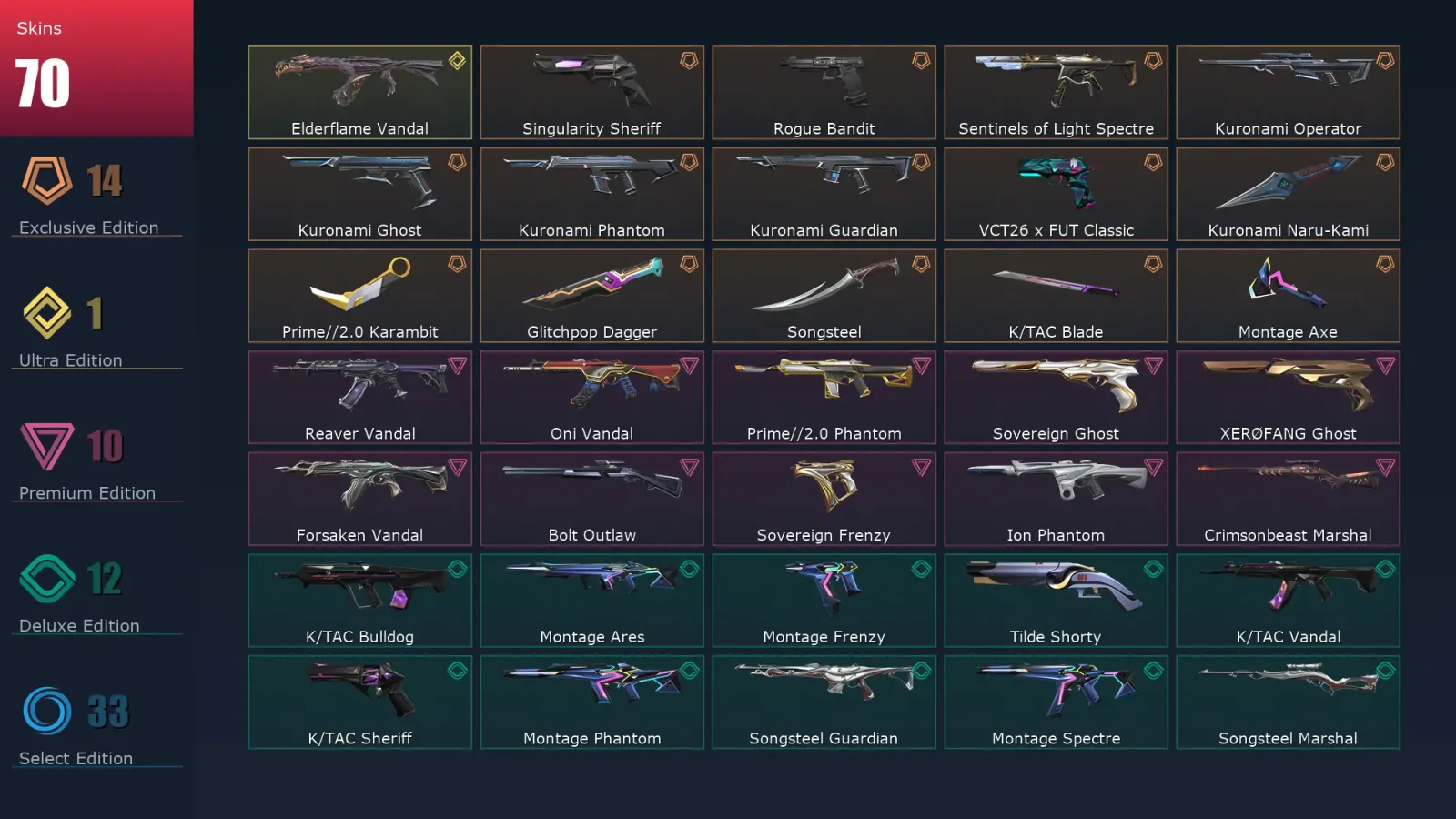 [Valorant] | EU | Level 240 | 29 Agents | 70 Skins — Valorant account