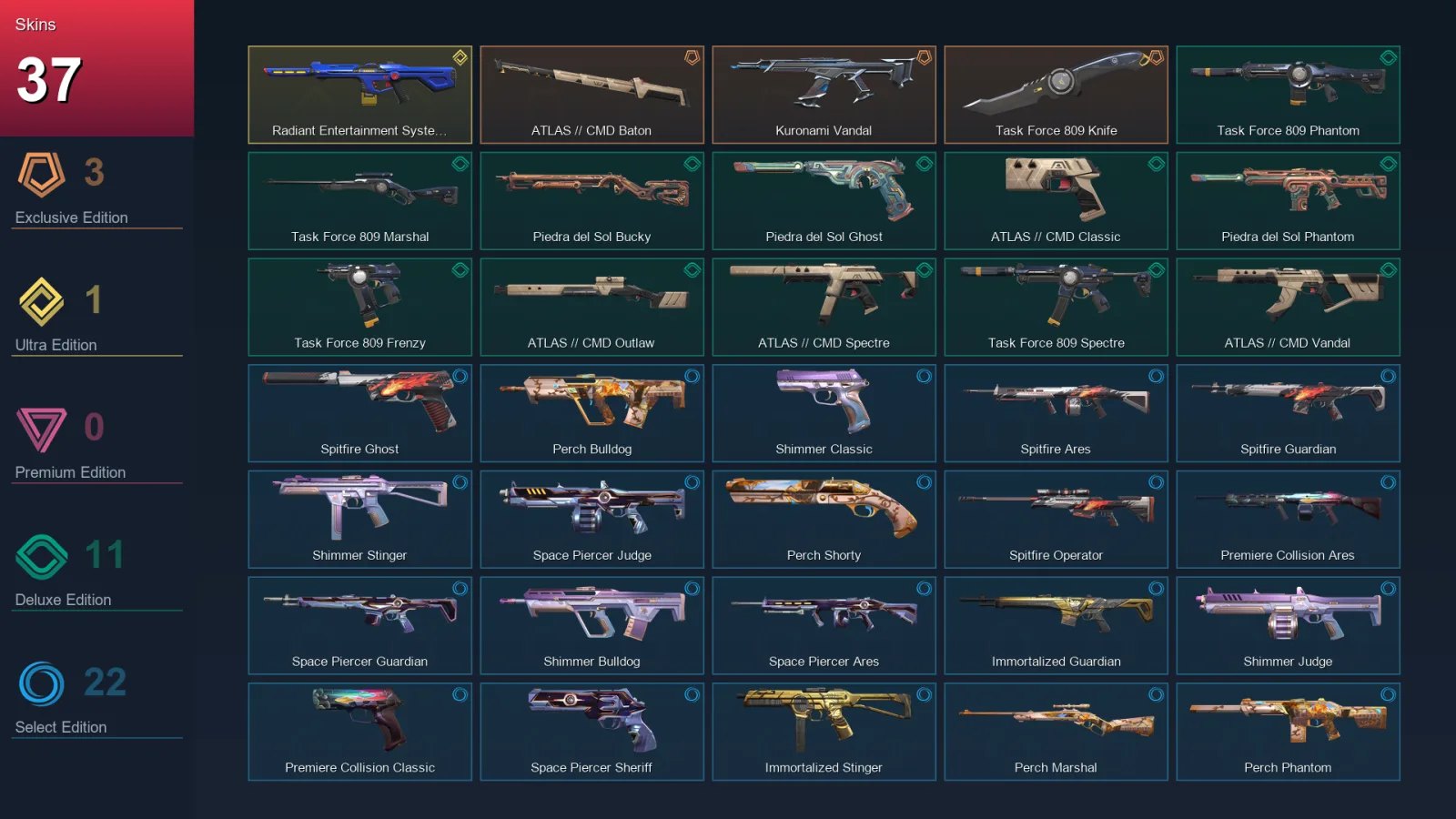 EU | Lv77 | Unranked | 37 Skin | 22 Agent | 40 Buddy